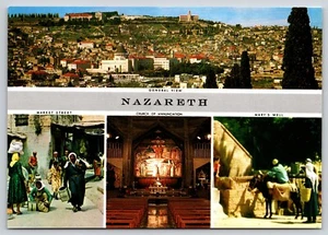 Postal Multiview de Nazaret Israel Iglesia de la Anunciación Pozo de María - Imagen 1 de 2