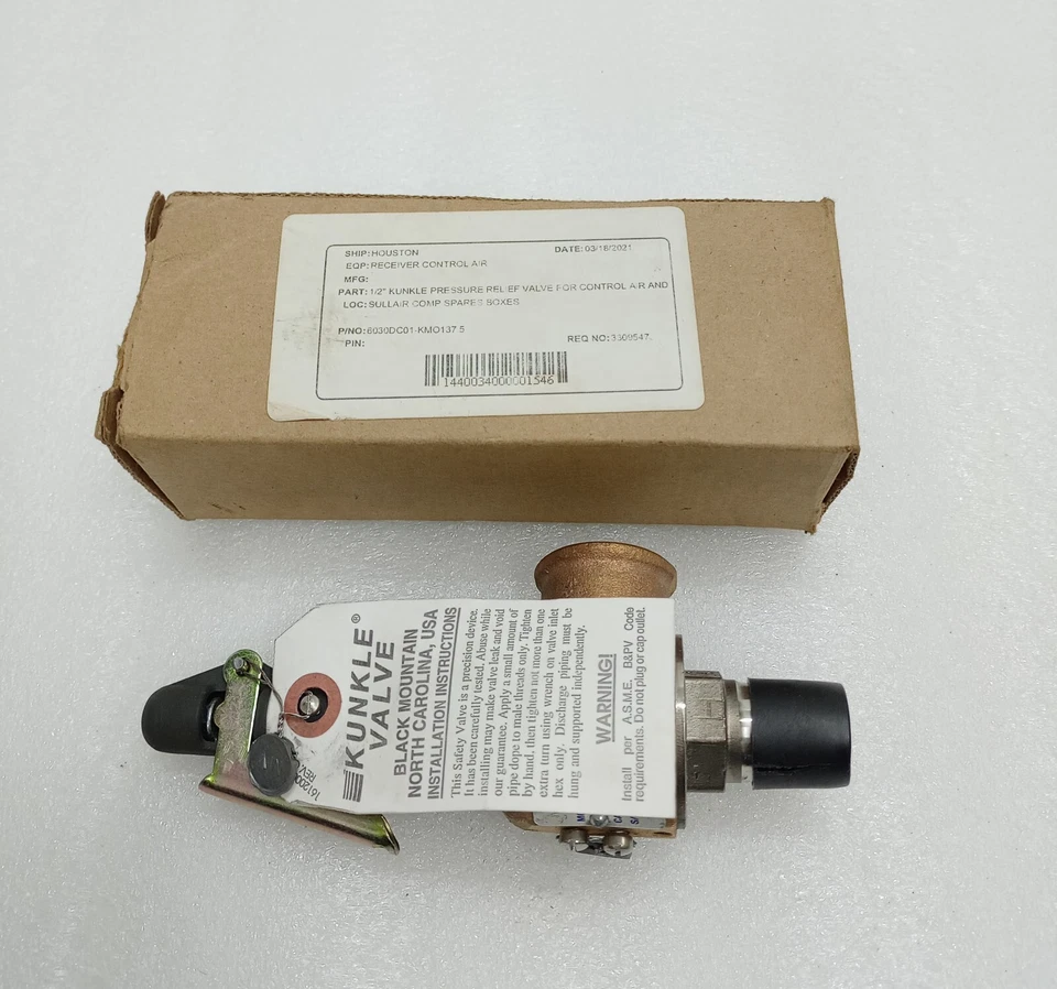 KUNKLE SAFETY VALVE 6030DCM01-KM, 1/2" - Image 1 of 4