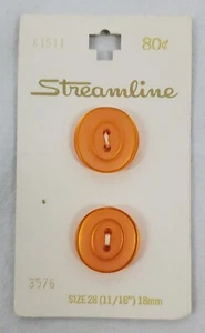 VINTAGE ~ Beige/Orange Round Buttons - 3 Ea. #50414 Sz. 28 - By Streamline - 04 - Picture 1 of 9