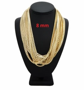 12 Stück Herren Miami Kubanische Gliederkette 8 mm 20 Zoll 24 Zoll 30 Zoll Großhandel Lot 14k Gold PL - Bild 1 von 5