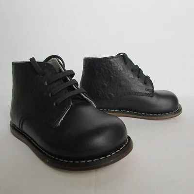 Josmo Infant/Toddler Boy's First Walker Black Ostrich Lace Up Oxfords Shoes-SZ 4 - Image 1 of 4