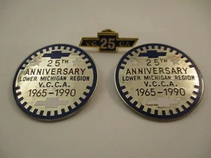 Lot 3 Vintage Chevrolet Club VCCA Car Lapel Pins Michigan 25 Years - Picture 1 of 5