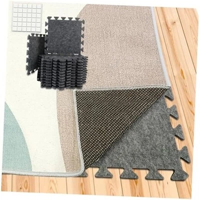  Soundproof Interlocking Rug Pad 11x 11 x 0.32 inches Non Slip Rug 24 Pcs Grey Foto 1 de 4