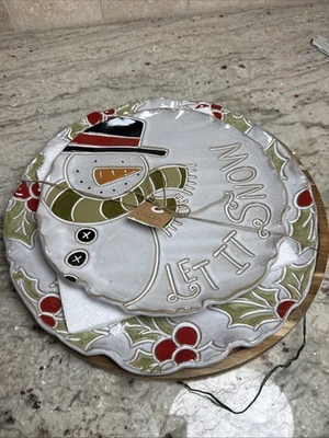 Juego de servir platos de Navidad Mud Pie Home LET IT SNOW Acebo y muñeco de nieve CAJA NUEVA Foto 1 de 4