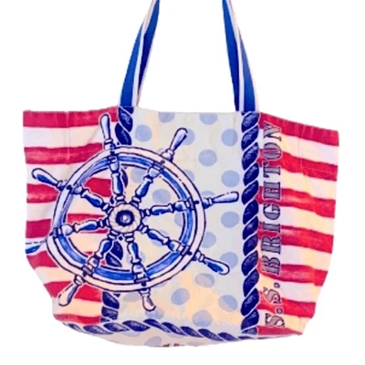 Bolso de Playa de Lona Náutica Brighton Navegación Ancla Barco Rueda Rayas XL Foto 1 de 4