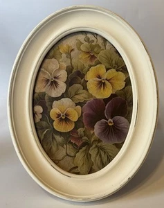 Marco pintado/angustiado vintage con tiza arte flores de pensamiento enmarcado - Imagen 1 de 8