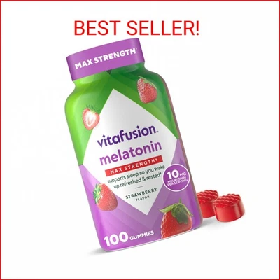 vitafusion Max Strength 10 mg Melatonin Gummies, Strawberry Flavored, Adult Mela - Image 1 of 2