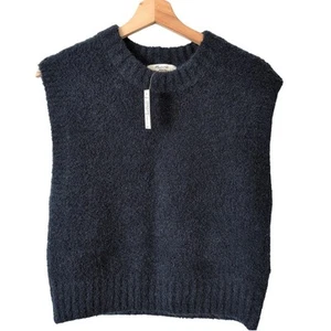 NWT Madewell Bouclé Sweater Vest Top Womens XS Cozy Crewneck Navy Blue Soft $70 - Picture 1 of 7