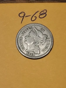 1881  3 Cent Nickel  Lot 9-68 - Picture 1 of 2