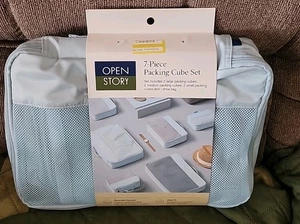 Open Story 7-Piece Packing Cube Set 100% Recycled Polyester Cube Aqua Blue. BNT - Picture 1 of 3