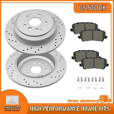Rotores de freno traseros perforados pastillas de freno de cerámica para Acura MDX 2014 2015 2016 de 12,99" Foto 1 de 4