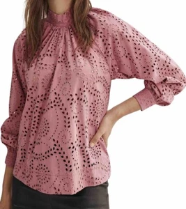 COUNTRY ROAD TONAL BRODERIE BLOUSE IN BLUSH PINK SIZE 8 - Picture 1 of 12