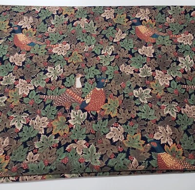 Pheasant Bird Fall Leaves Game Birds Fabric By Humberto Padron VIP 6 Yard x 45" - Image 1 of 4
