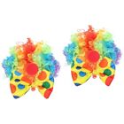  2 Sets Clown Outfit Color Wigs Party Props Red Ties Halloween