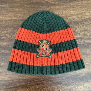 Vintage Lauren Ralph Polo Kids Country Riders Jockey Club Crest Beanie Striped - Picture 1 of 7