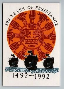 Columbus Postcard 500 anniversary Nicaragua Solidarity Campaign Signed P. Aston - Picture 1 of 2
