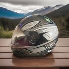 HJC Von Breaker Full Face Motorcycle Helmet CS-12,Sz M Black/White/Silver Gray