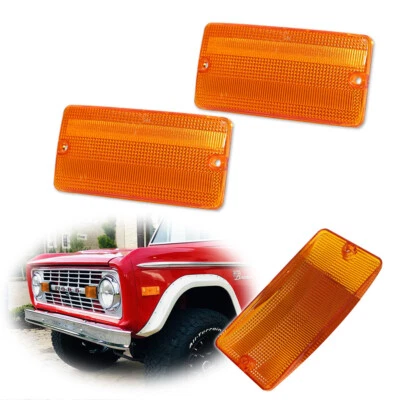 Kit de carcasas de luces de señal de giro de rejilla delantera con lente ámbar para Ford Bronco 1969-1977 Foto 1 de 4