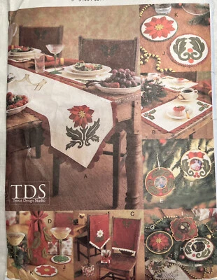 Vogue Craft 7465 Uncut Christmas Table Runner Coasters Place Mats Chair Aprons - Image 1 of 4
