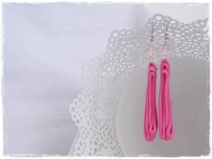 Pink Polymer Clay Earrings Extra Long Earrings Pastel Pink Earrings Artistic - Picture 1 of 12