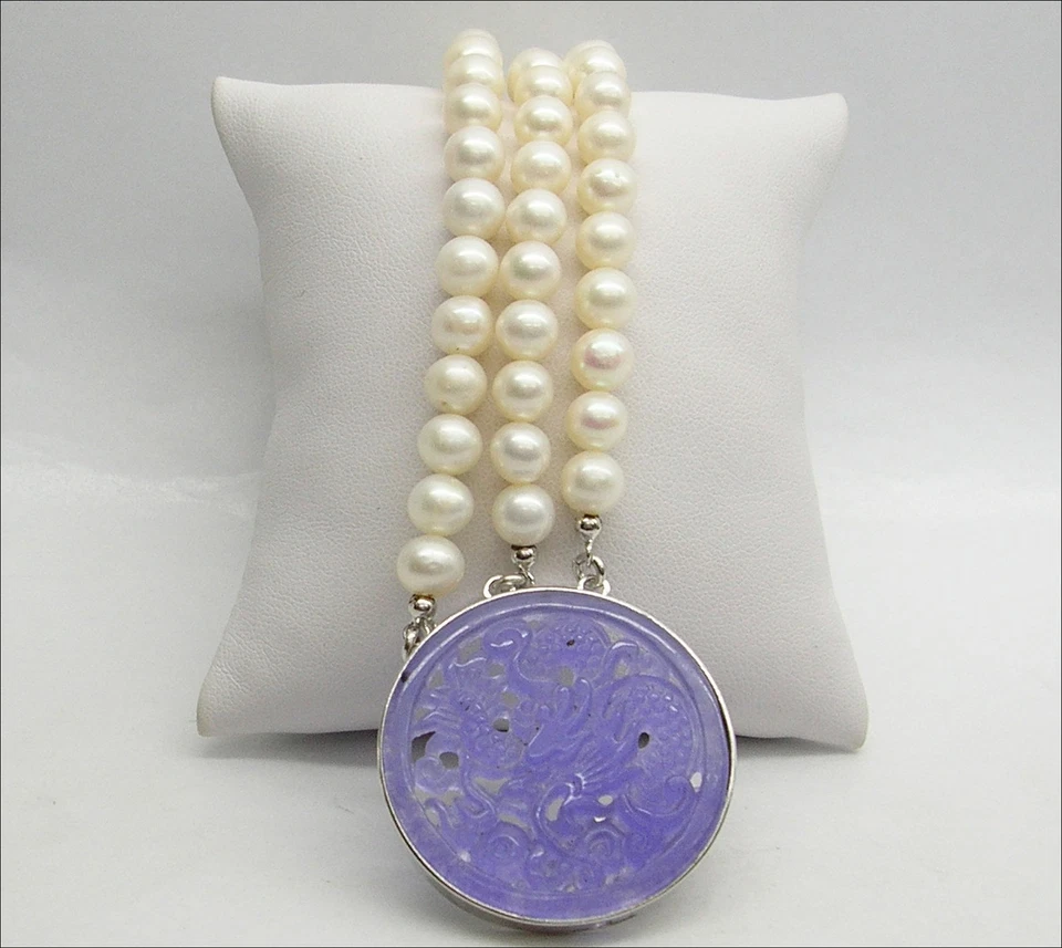 BRACCIALE IN ARGENTO 925 CON GIADA VERDE E PERLE D'ACQUA DOLCE BIANCHE AGRP 016 - Immagine 1 di 3