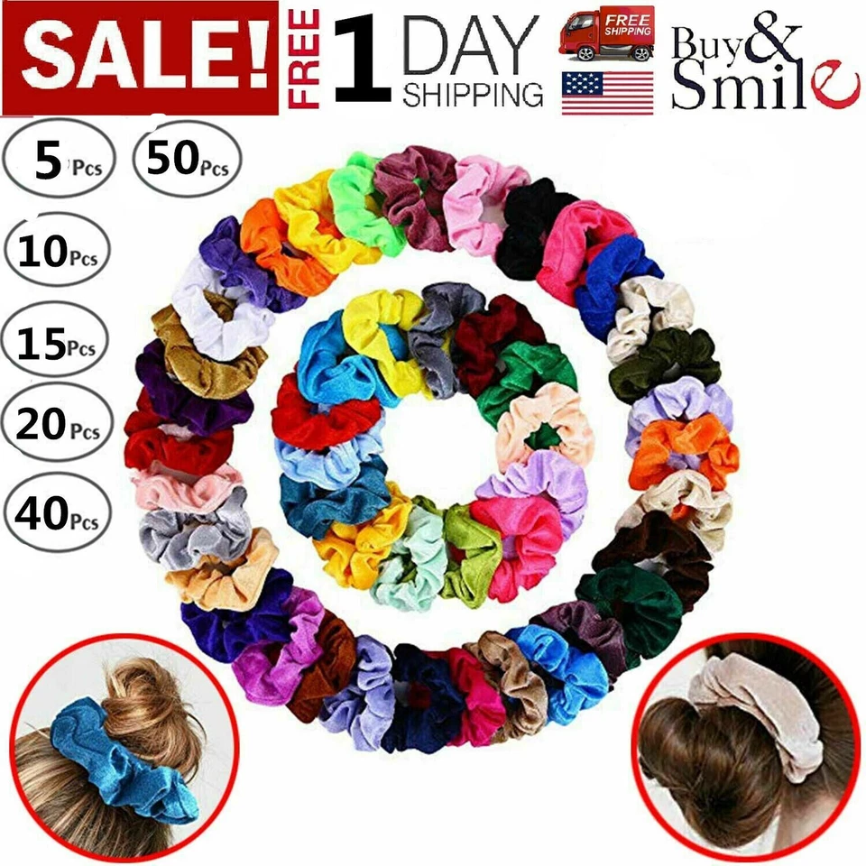 Bandas elásticas de terciopelo para el cabello crujientes corbatas de cuerda para mujeres niñas Foto 1 de 4
