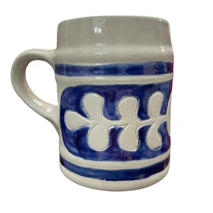 Vintage Williamsburg Salt Glazed Hand Painted Tankard Cobalt Blue Pottery Mug - Picture 1 of 13