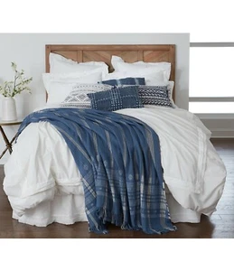 Southern Living SUTTON 55% Baumwolle 45% Leinen Indigo Queen Decke Made in Russia - Bild 1 von 8