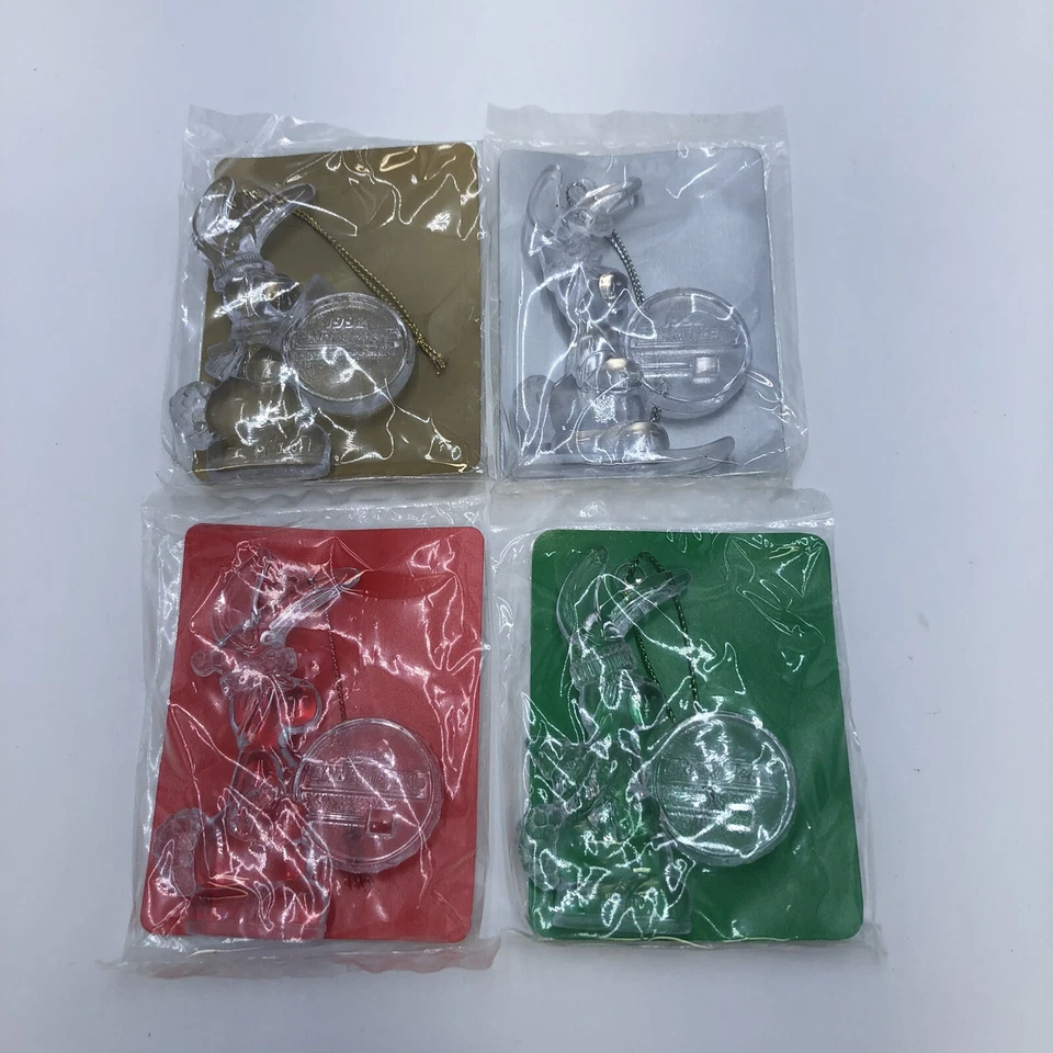 Pair of Vintage 1992 NOS Energizer Bunny Clear Plastic Ornaments