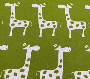 Giraffe  Fabric 1 yard Green White Twill Upholstery Zoo African Nursery Child - Picture 1 of 3