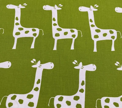 Giraffe  Fabric 1 yard Green White Twill Upholstery Zoo African Nursery Child - Image 1 of 3