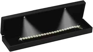 LED Black Bracelet Box .Luxury LED Bracelet Necklace Jewelry Gift Box with Light - Picture 1 of 3
