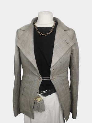 Luxusmarke Wunderkind Gr. 10 passt 36 Seide-Baumwolle Blazer kariert - Bild 1 von 4