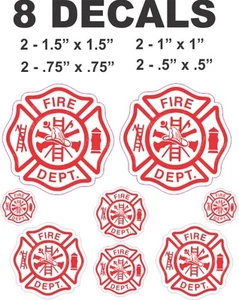 8 Fire Department Vinyl Decals - Picture 1 of 1