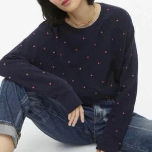 J Crew Women’s 100% Cotton Vintage Pullover Fleece Sweatshirt Mini Hearts XXS - Picture 1 of 6
