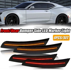 Luces de señalización laterales de parachoques trasero delantero rojo ámbar ahumado para Chevy Camaro 2016-2023 - Imagen 1 de 12