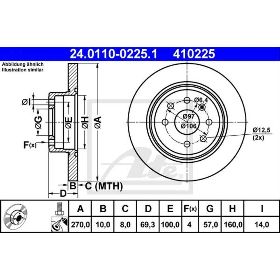 ATE 2X Disco De Freno Trasero 2700 Completo Para Opel Vectra B J96 31_ 38_ - Imagen 1 de 1