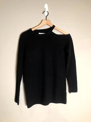 Velvet By Graham & Spencer Cashmere Black Asymmetric Cut-Out Shoulder Sweater S - Image 1 of 4