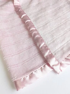 KINDERZIMMER REIM Rosa Plüsch Satin Baby Decke Lovey Streifen 30" x 40" - Bild 1 von 9