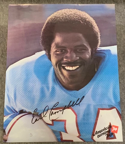 1970's 7-Up promo poster ~ EARL CAMPBELL ~ 19x25 ~ Houston Oilers Cover