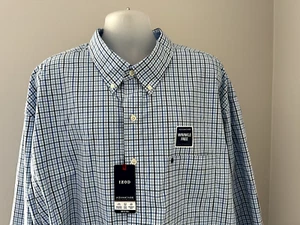 Camisa Izod Advantage Performance Turca Azul Mar Cuadros L/S Botón Frontal Talla 4XLT - Imagen 1 de 4