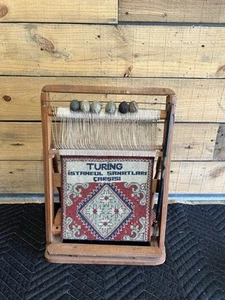 Vintage Turkish Wool Rug Salesman Sample Wood Loom Display - Picture 1 of 7
