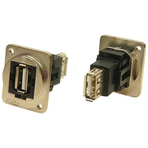Cliff CP30208NM3 USB2.0 A-A feedthrough connector, nickel plated metal frame, M3 - Picture 1 of 1