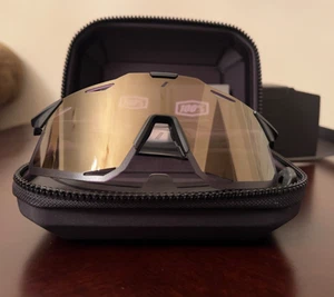100% HYPERCRAFT Cycling Sunglasses - Matte Black, Soft Gold Mirror Lens - Picture 1 of 11