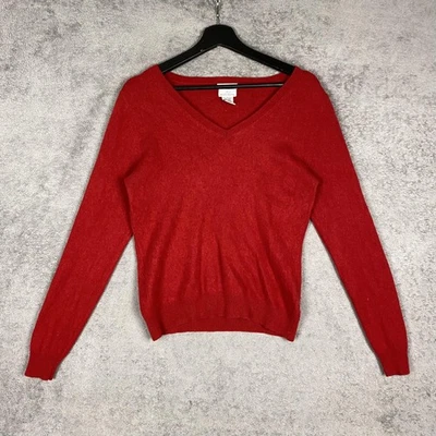 Suéter Jaclyn Smith Mujer Grande Rojo 2 Capas Cachemira Cuello en V Pullover Tejido Foto 1 de 4