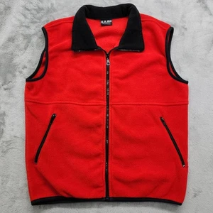 Vintage U.N.ME Quality Fashion Vest Mens S Red Black Full Zip Pockets Sleeveless - Picture 1 of 8