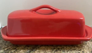Chantal Bright Red Ceramic Butter Dish w/Lid Single-stick Size - Picture 1 of 5