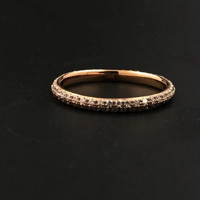 14K Solid Gold Wedding Band Simulate Diamonds Full Eternity Engagement Ring 2mm - Image 1 of 4
