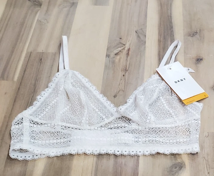 DKNY Women's Lace Wireless Bralette in White (DK4511) | Size Small - Image 1 of 4