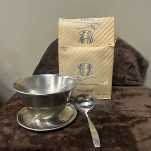 Leonard Danish 18/8 Stainless Steel Sauce Bowl With Ladle MCM Modern Industrial  - Picture 1 of 4